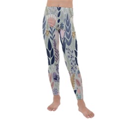 Flower Floral Pastel Kids  Lightweight Velour Leggings by Vaneshop