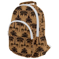 Camel Palm Tree Rounded Multi Pocket Backpack