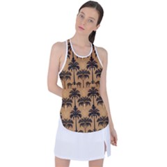 Camel Palm Tree Racer Back Mesh Tank Top by Vaneshop