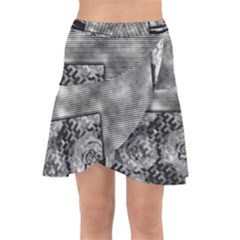 Background Pattern Geometric Design Wrap Front Skirt by Vaneshop