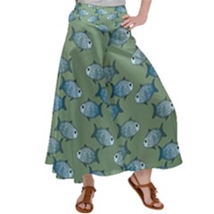 Fishes Pattern Background Theme Women s Satin Palazzo Pants by Vaneshop