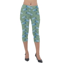 Fishes Pattern Background Theme Lightweight Velour Capri Leggings 