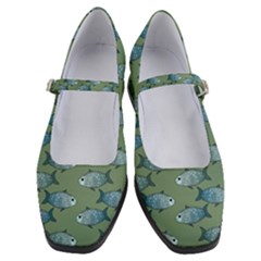 Fishes Pattern Background Theme Women s Mary Jane Shoes