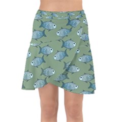 Fishes Pattern Background Theme Wrap Front Skirt by Vaneshop