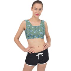 Fishes Pattern Background Theme V-back Sports Bra by Vaneshop