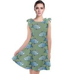 Fishes Pattern Background Theme Tie Up Tunic Dress by Vaneshop