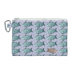 Fishes Pattern Background Theme Art Canvas Cosmetic Bag (large)