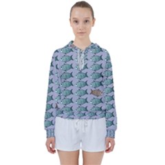 Fishes Pattern Background Theme Art Women s Tie Up Sweat by Vaneshop