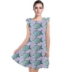 Fishes Pattern Background Theme Art Tie Up Tunic Dress by Vaneshop
