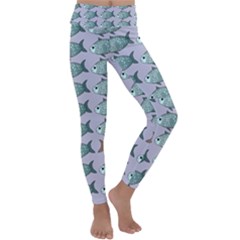 Fishes Pattern Background Theme Art Kids  Lightweight Velour Classic Yoga Leggings by Vaneshop