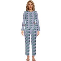 Fishes Pattern Background Theme Art Womens  Long Sleeve Lightweight Pajamas Set