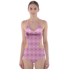 Pattern Print Floral Geometric Cut-out One Piece Swimsuit by Vaneshop