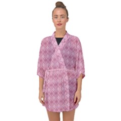 Pattern Print Floral Geometric Half Sleeve Chiffon Kimono