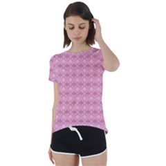 Pattern Print Floral Geometric Short Sleeve Open Back Tee by Vaneshop