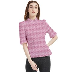 Pattern Print Floral Geometric Frill Neck Blouse