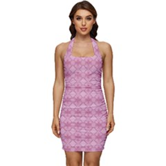 Pattern Print Floral Geometric Sleeveless Wide Square Neckline Ruched Bodycon Dress