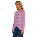 Pattern Print Floral Geometric Long Sleeve Crew Neck Pullover Top View2