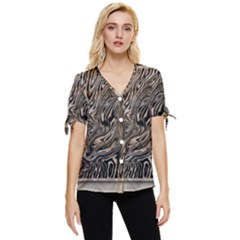 Zebra Abstract Background Bow Sleeve Button Up Top by Vaneshop