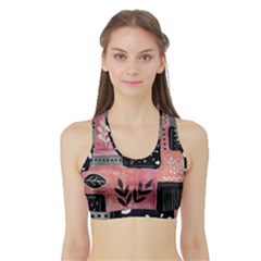 Floral Wall Art Sports Bra With Border by Vaneshop
