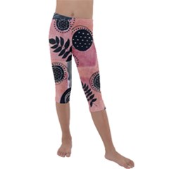 Abstract Pattern Floral Wall Art Kids  Lightweight Velour Capri Leggings  by Vaneshop