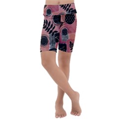 Abstract Pattern Floral Wall Art Kids  Lightweight Velour Cropped Yoga Leggings by Vaneshop