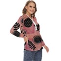 Abstract Pattern Floral Wall Art Zip Up Long Sleeve Blouse View3
