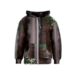 Leopard Animal Shawl Honeycomb Kids  Zipper Hoodie by Vaneshop