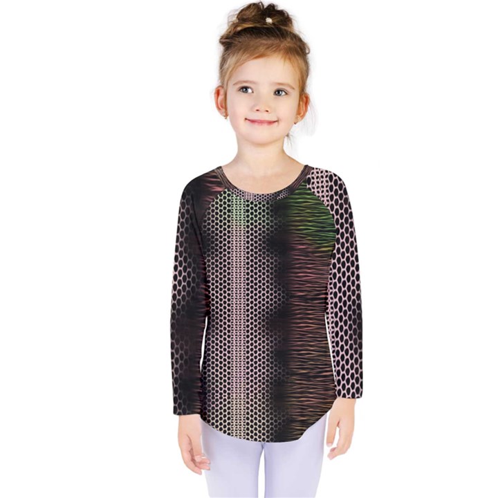 Leopard Animal Shawl Honeycomb Kids  Long Sleeve Tee