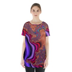 Colorful Piece Abstract Skirt Hem Sports Top by Vaneshop