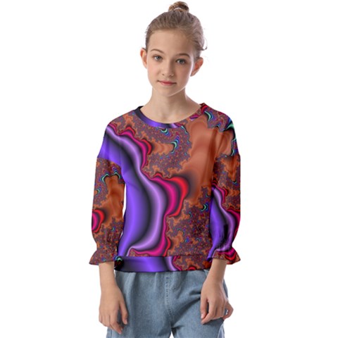 Colorful Piece Abstract Kids  Cuff Sleeve Top by Vaneshop