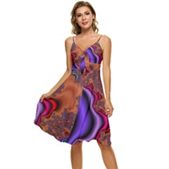 Colorful Piece Abstract Sleeveless Tie Front Chiffon Dress by Vaneshop