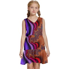 Colorful Piece Abstract Kids  Sleeveless Tiered Mini Dress