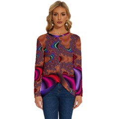 Colorful Piece Abstract Long Sleeve Crew Neck Pullover Top