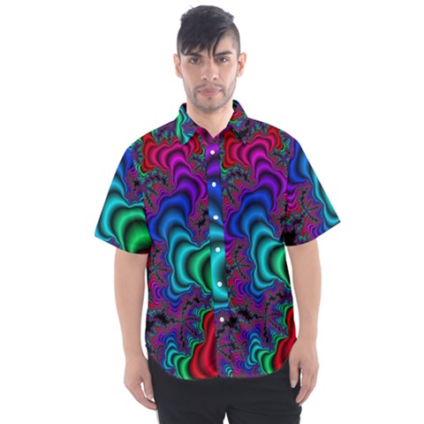 Abstract Piece Color Men s Short Sleeve Shirt by Vaneshop