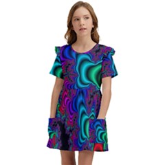 Abstract Piece Color Kids  Frilly Sleeves Pocket Dress by Vaneshop