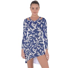 Bird Animal Animal Background Asymmetric Cut-Out Shift Dress