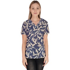 Bird Animal Animal Background Women s V-Neck Scrub Top