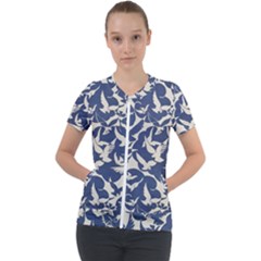 Bird Animal Animal Background Short Sleeve Zip Up Jacket