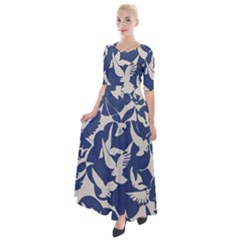 Bird Animal Animal Background Half Sleeves Maxi Dress