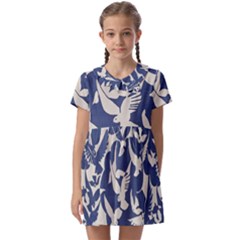 Bird Animal Animal Background Kids  Asymmetric Collar Dress