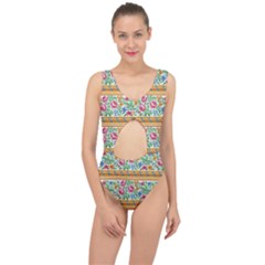 Flower Fabric Design Center Cut Out Swimsuit by Vaneshop