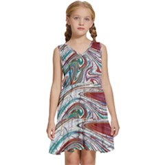 Abstract Background Ornamental Kids  Sleeveless Tiered Mini Dress