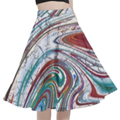 Abstract Background Ornamental A-line Full Circle Midi Skirt With Pocket