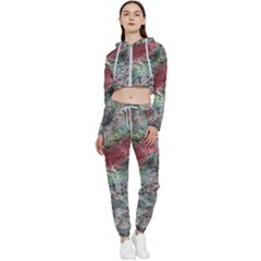 Design Pattern Scarf Gradient Cropped Zip Up Lounge Set by Vaneshop