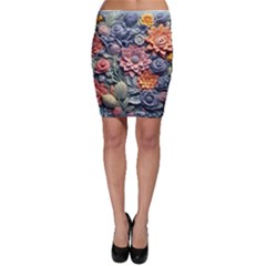 3d Flower Bloom Embossed Pattern Bodycon Skirt by Vaneshop