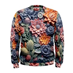 3d Flower Bloom Embossed Pattern Men s Sweatshirt by Vaneshop