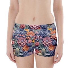3d Flower Bloom Embossed Pattern Boyleg Bikini Wrap Bottoms by Vaneshop