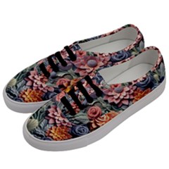 3d Flower Bloom Embossed Pattern Men s Classic Low Top Sneakers by Vaneshop