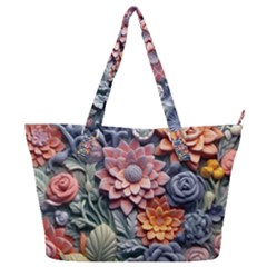 3d Flower Bloom Embossed Pattern Full Print Shoulder Bag by Vaneshop