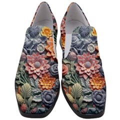 3d Flower Bloom Embossed Pattern Women Slip On Heel Loafers by Vaneshop